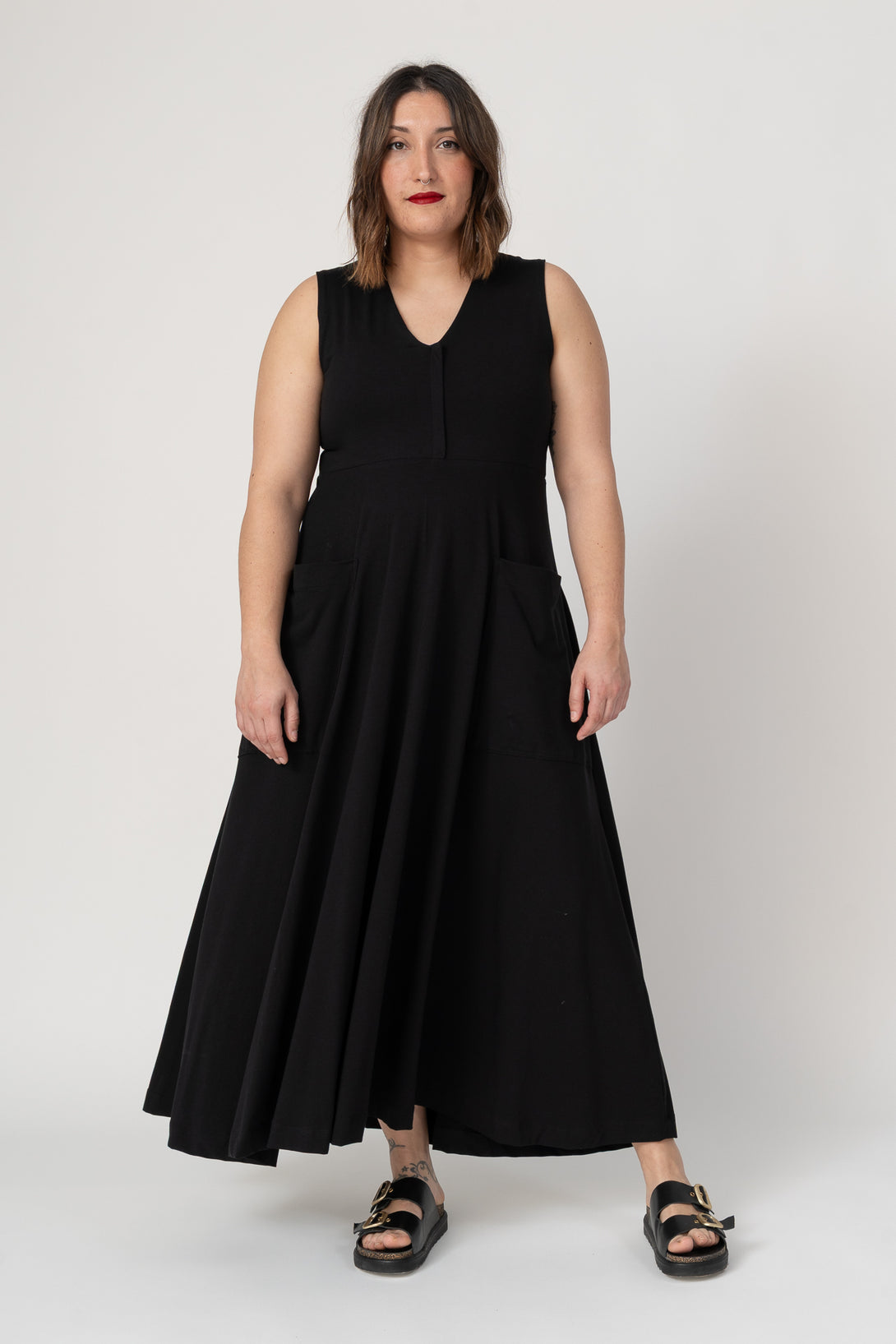 Vestido pestaña central negro-Elisa Muresan