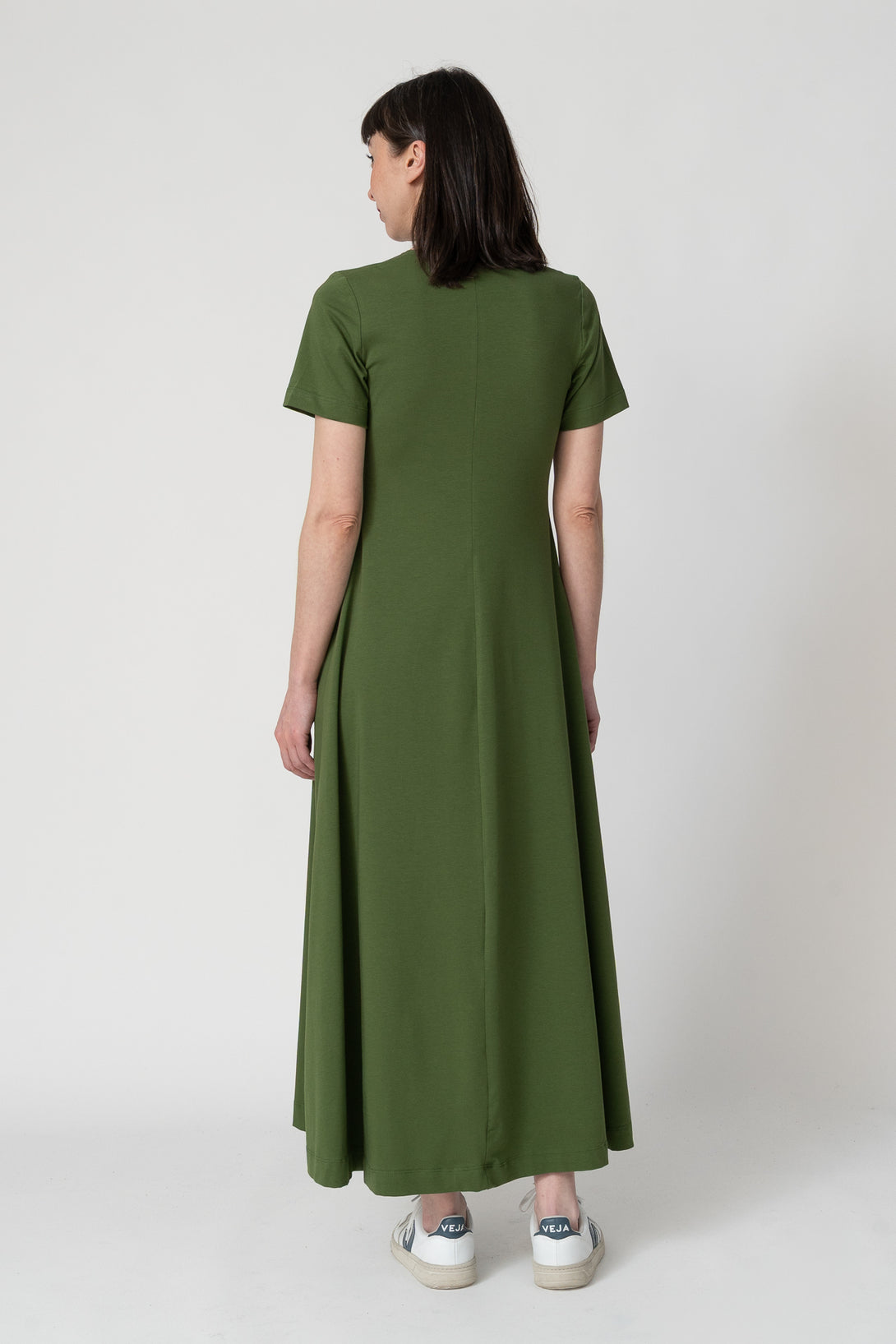 Vestido pestaña lateral verde-Elisa Muresan
