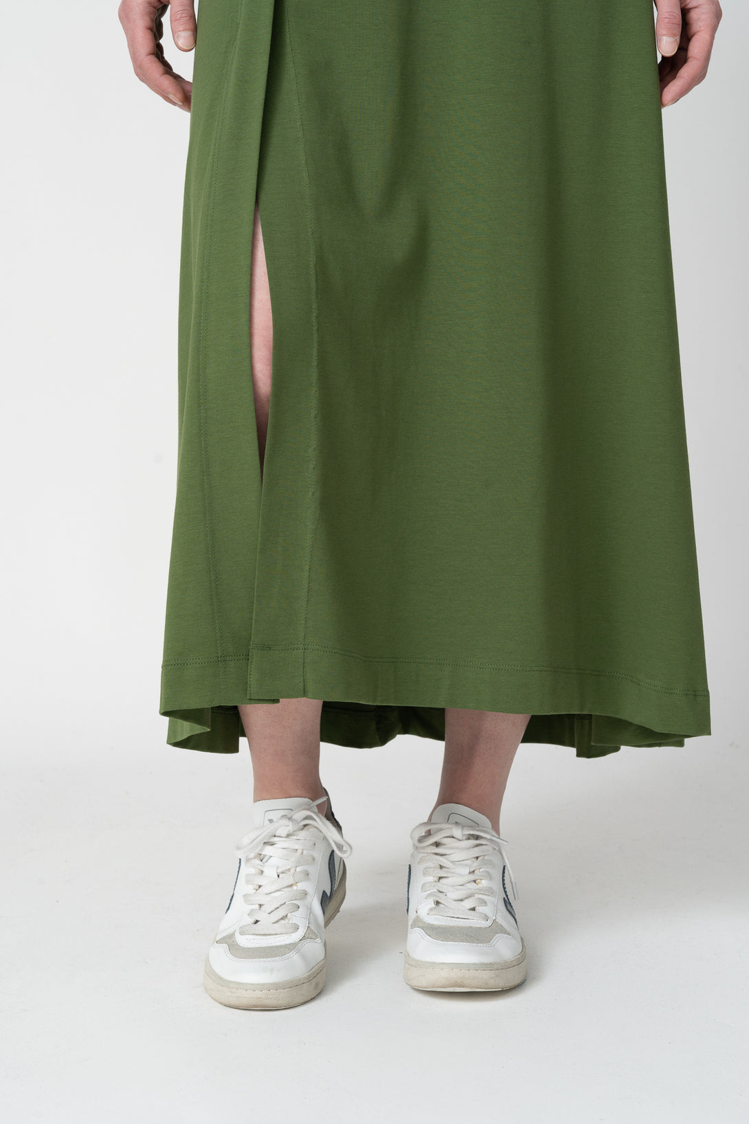 Vestido pestaña lateral verde-Elisa Muresan