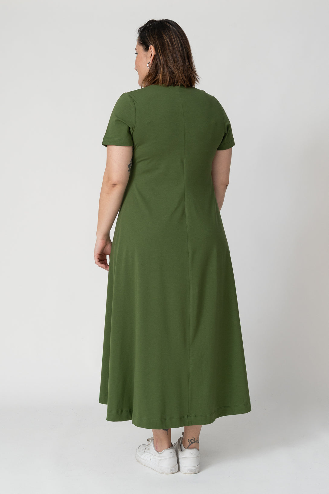Vestido pestaña lateral verde-Elisa Muresan