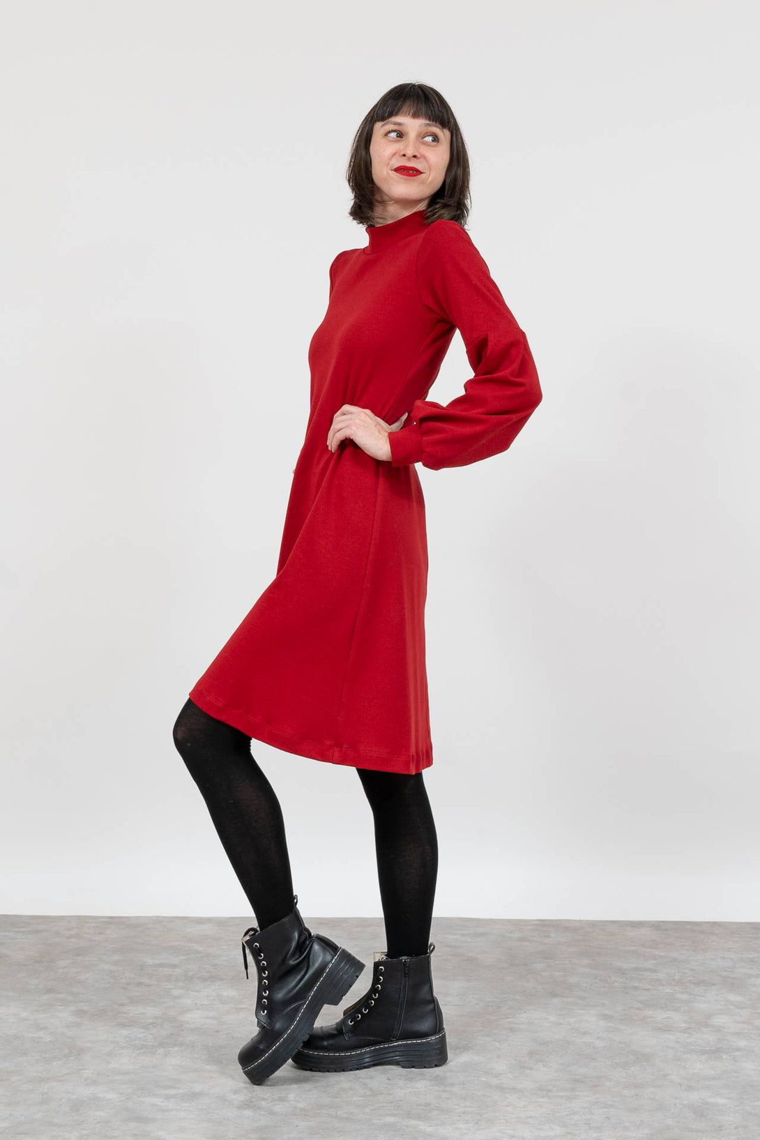 Vestido Twiggy rojo-Elisa Muresan