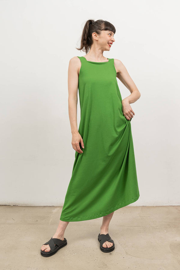 Vestido verde tirantes escote recto-Elisa Muresan